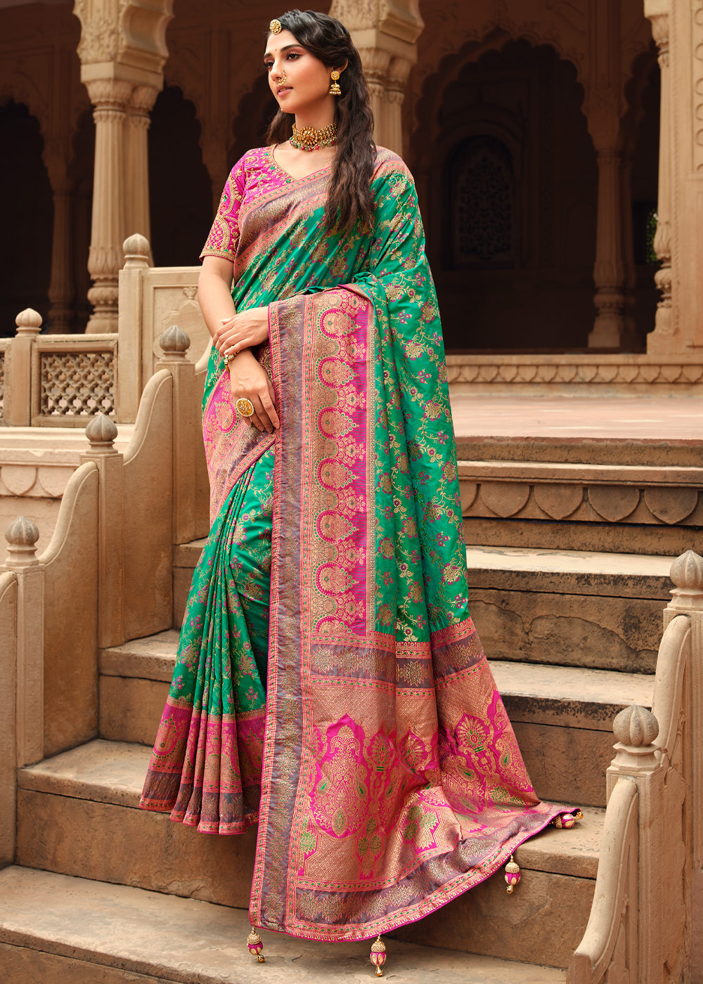 Designer blouse for deals pink silk saree