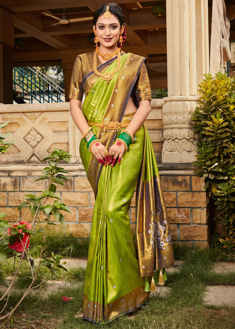 Green wedding silk saree best sale