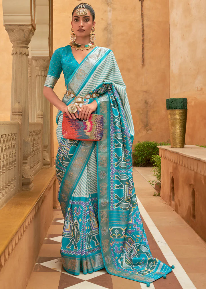 River Blue Designer Silk Saree