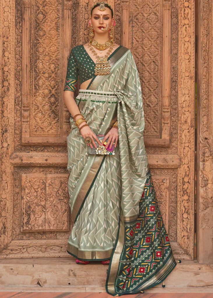 Shaded Green Designer Patola Saree