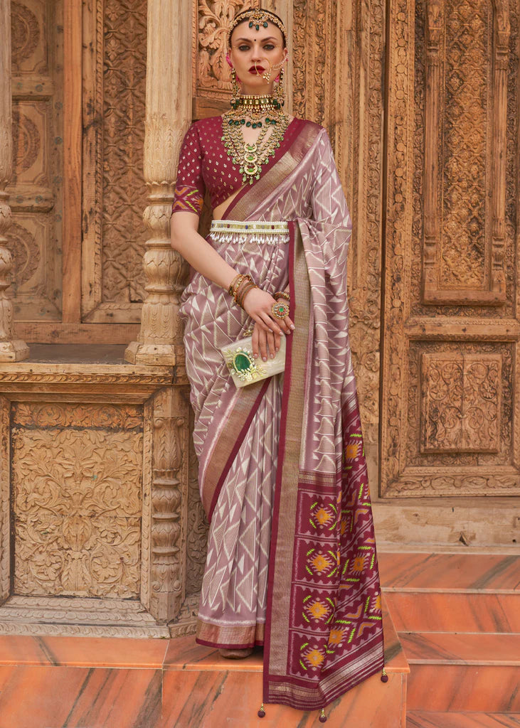 Shaded Maroon Red Saree Designer Patola Saree