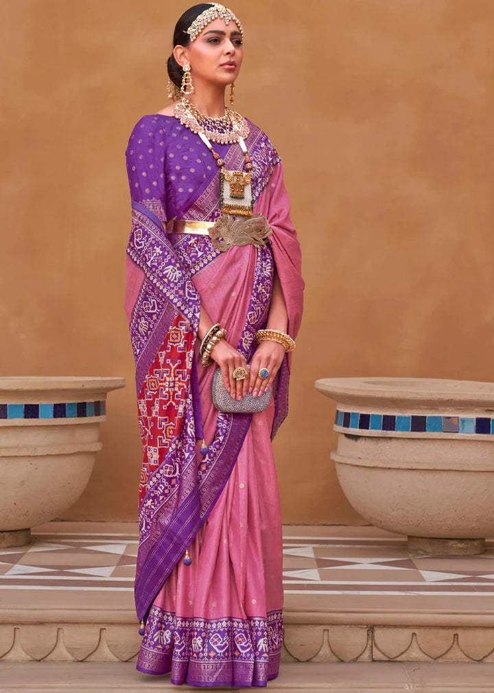 Mauve Pink And Purple Designer Patola Saree