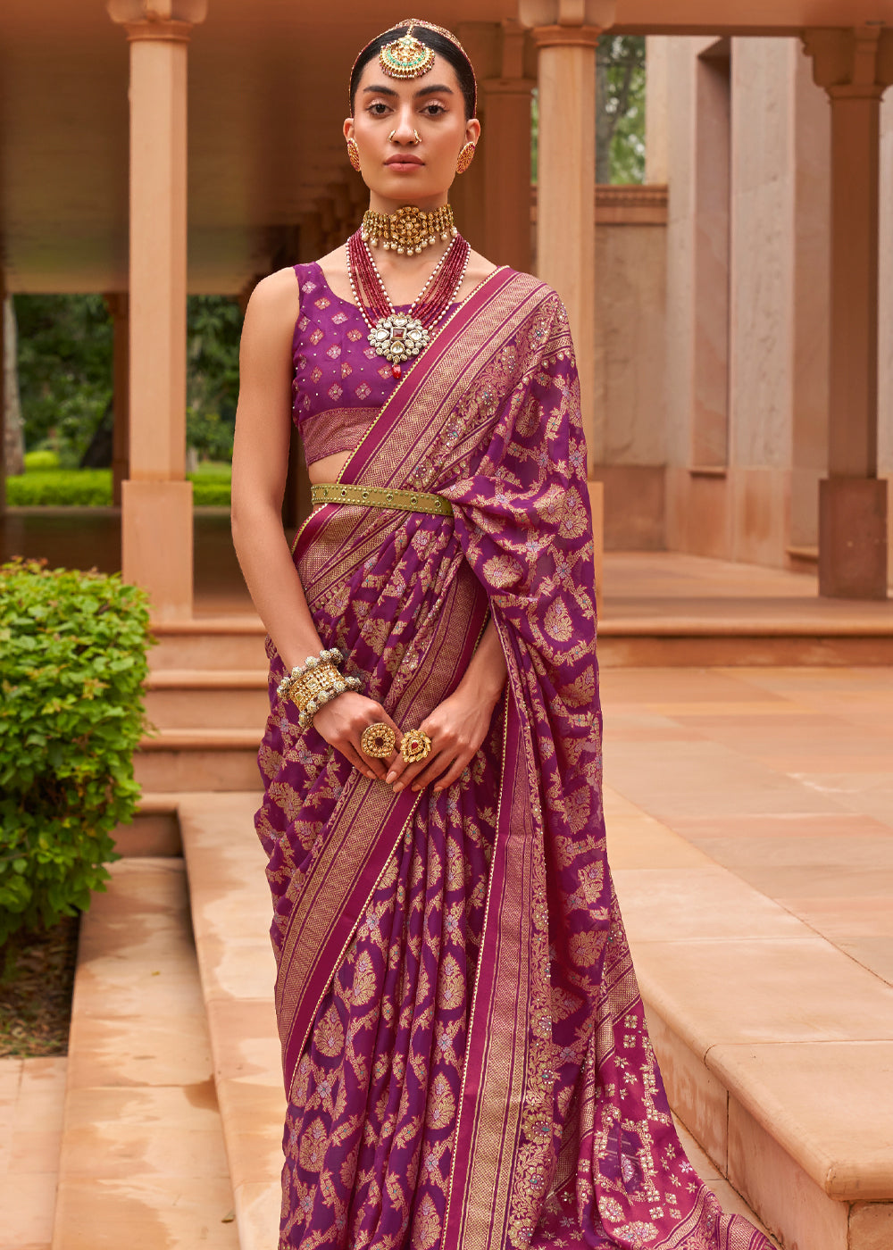 Buy Purple Sarees for Women by ROYAL RAJGHARANA SAREES Online | Ajio.com