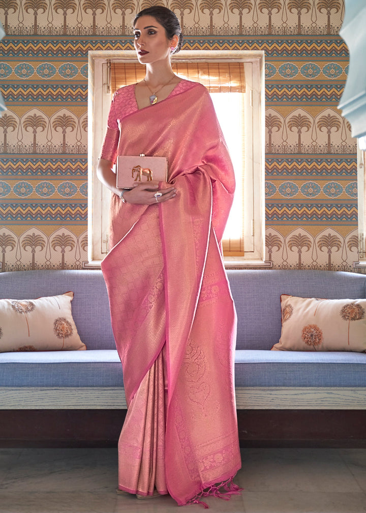 Pink Woven Kanjivaram Silk Saree