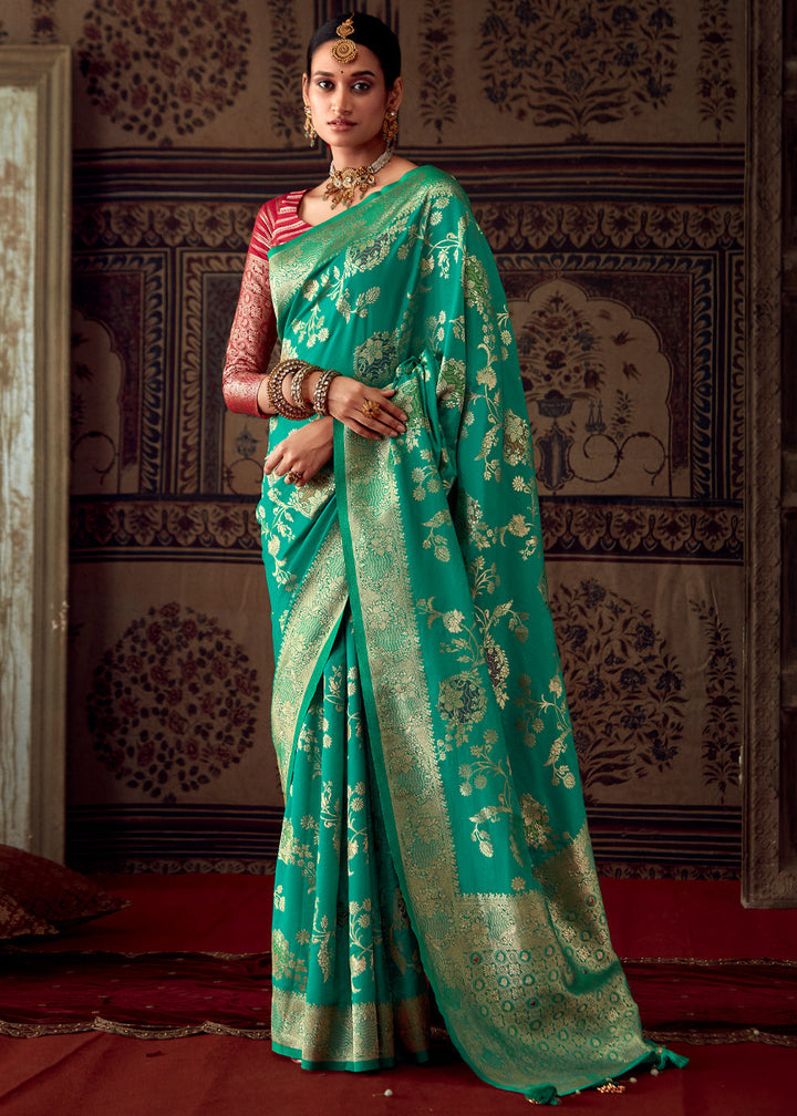 Mint Green Woven Georgette Silk Saree