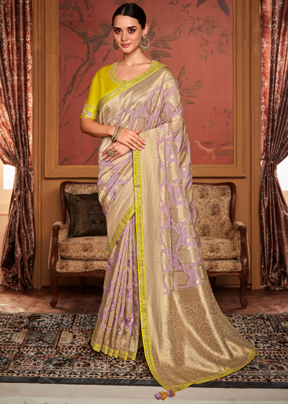 Delight Mauve Designer Soft Pure Dola Silk Saree