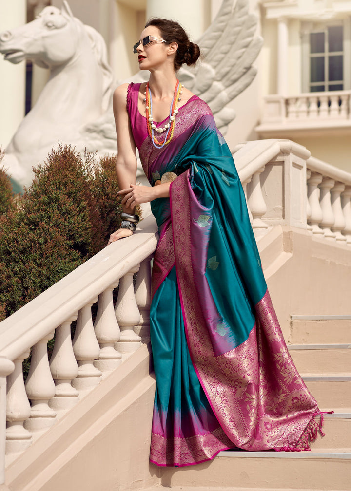 Casual Blue Soft Banarasi Silk Saree