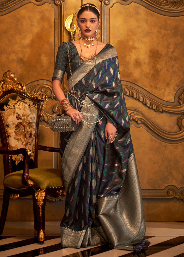 Buy Reeta Fashion Designer Turkish Blue Georgette Jacquard Lace Saree with  Unstitched Blouse Online at Best Prices in India - JioMart.