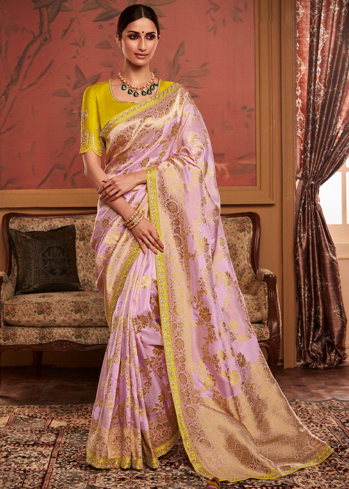 Light Purple Designer Soft Pure Dola Silk Saree