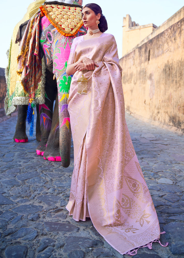 Light Pink Woven Kanjivaram Silk Saree