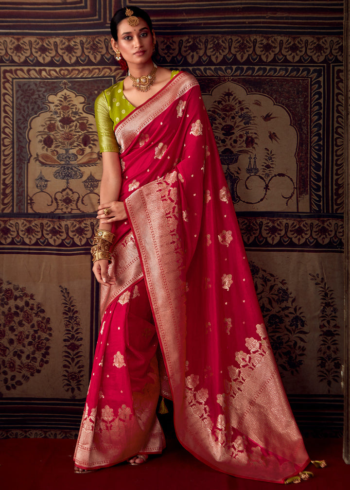 Bridal Red Woven Georgette Silk Saree