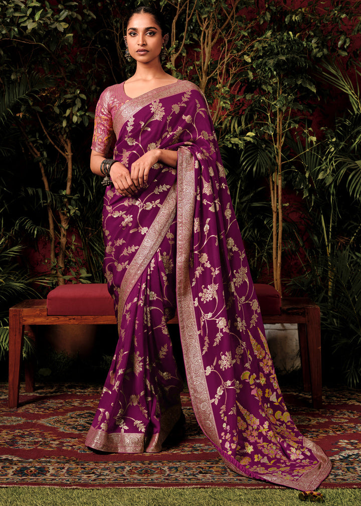 Jamuni Purple Woven Dola Silk Saree with Blouse