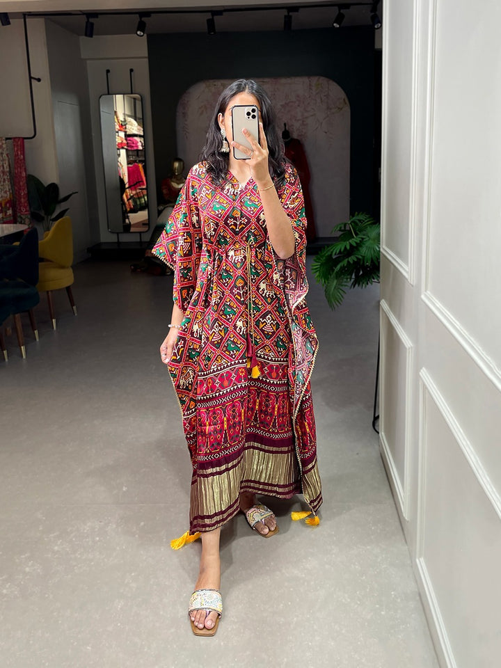 Wedding Speacial Designer Patola Print Kaftan Dresses