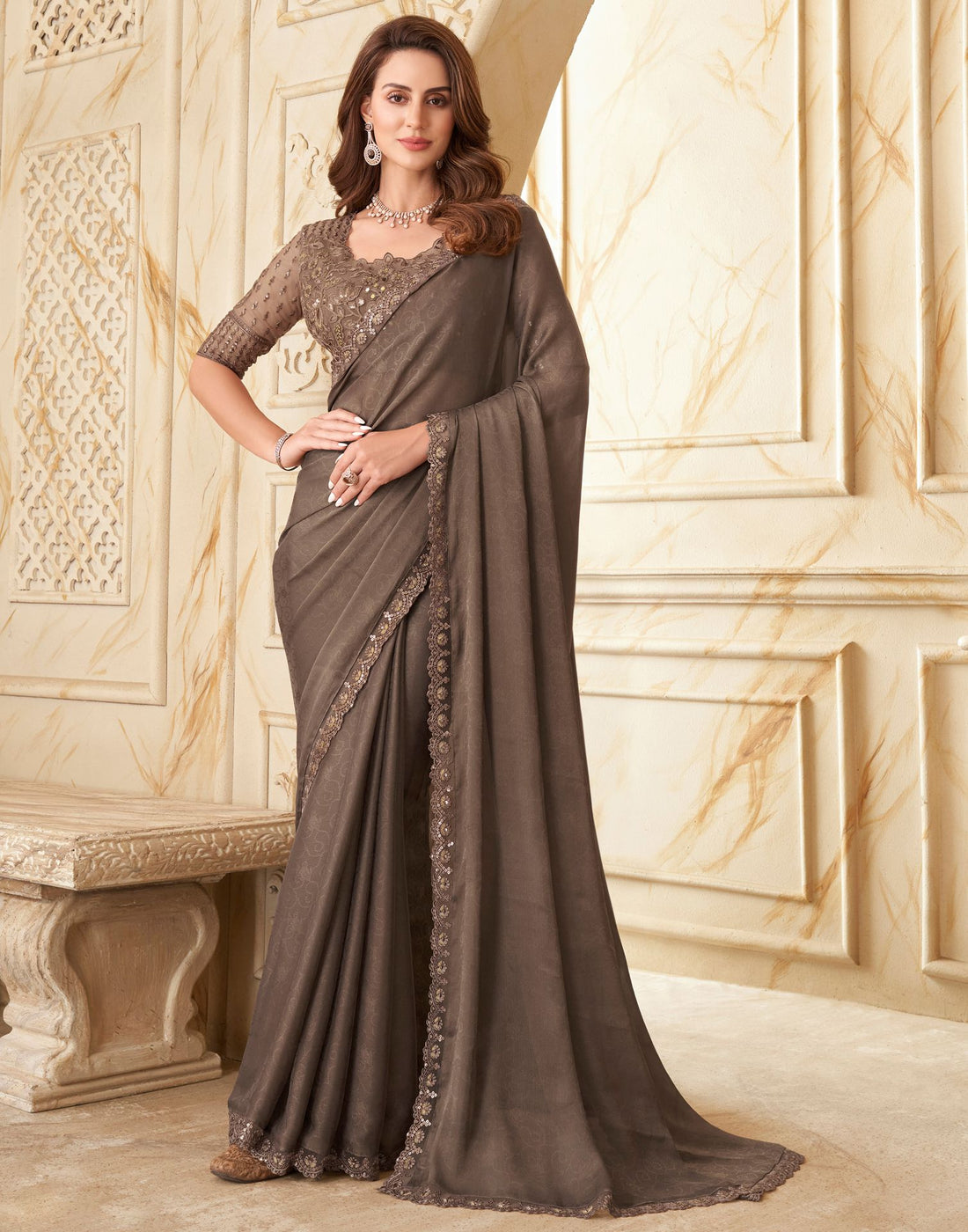 Buy online Chocolate Colour Silk Mix Saree. from ethnic wear for Women by  Pothys for ₹1407 at 0% off | 2024 Limeroad.com