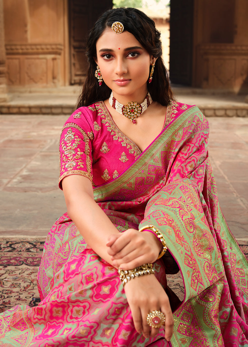 Magenta Silk Saree With Blouse 254429
