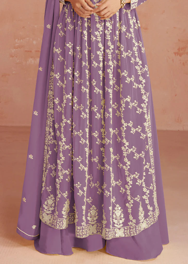 Lovender Designer Embroidery Georgette Dress