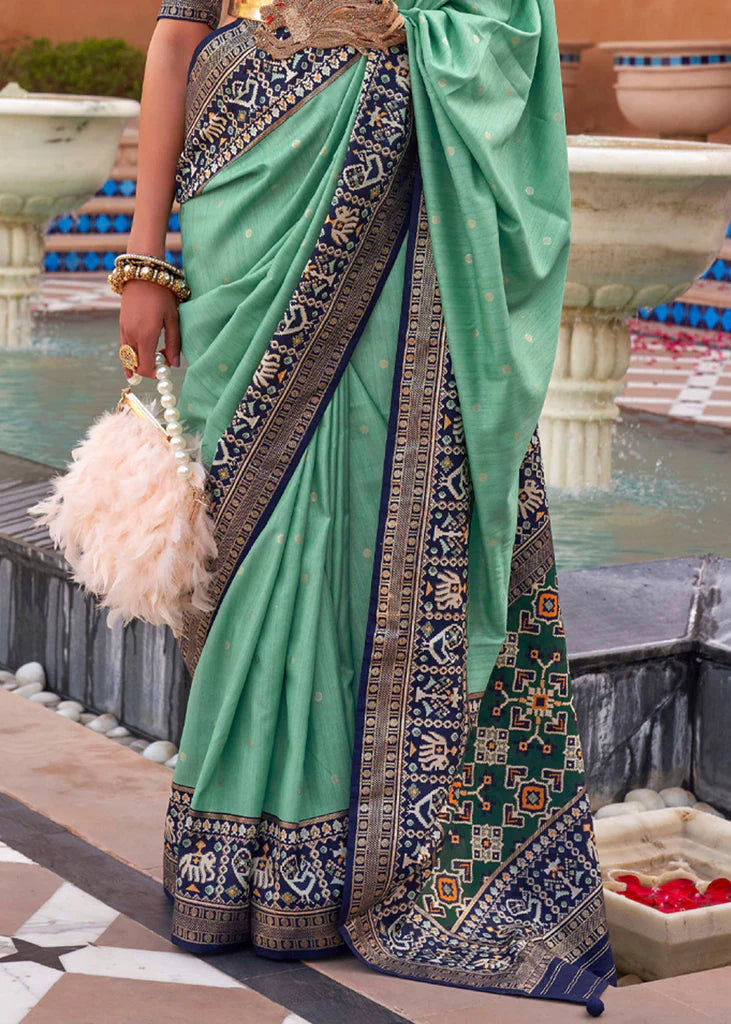 Fair Green And Blue Designer Patola Saree