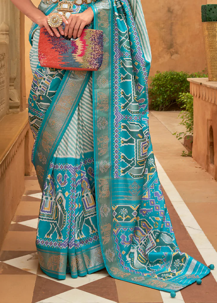 River Blue Designer Silk Saree