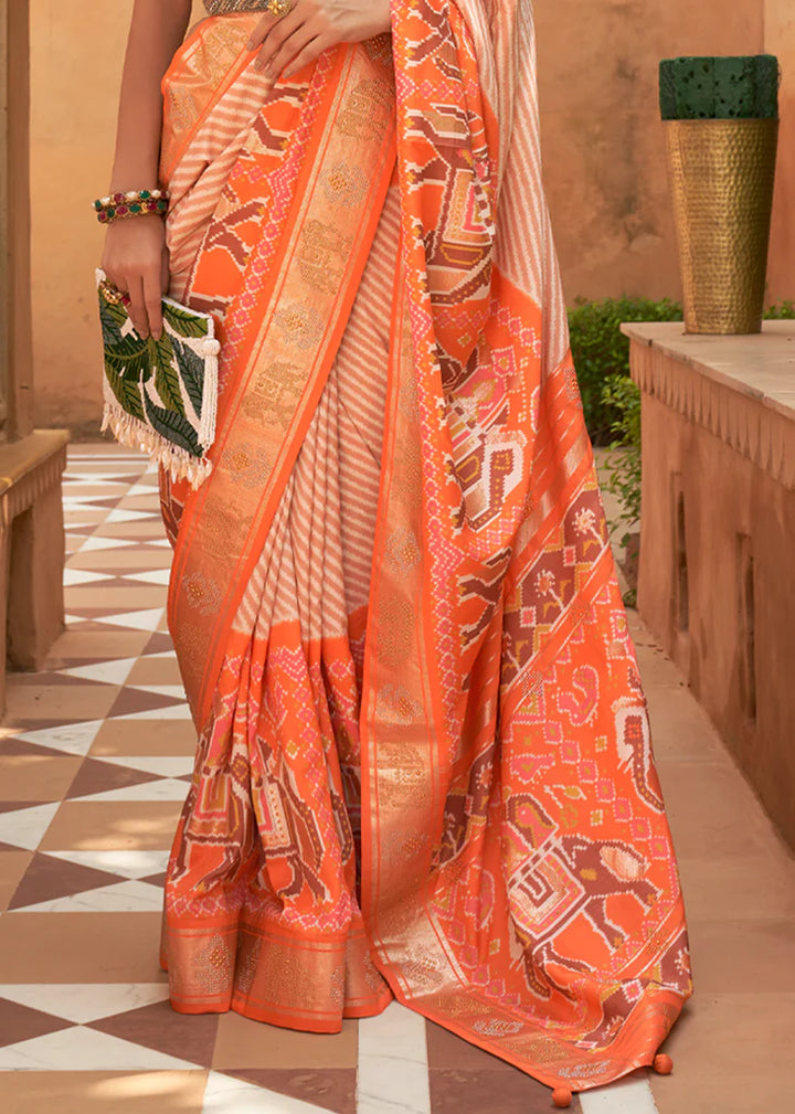 Orange Peel Designer Silk Saree With Blouse