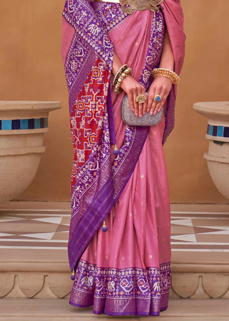 Mauve Pink And Purple Designer Patola Saree