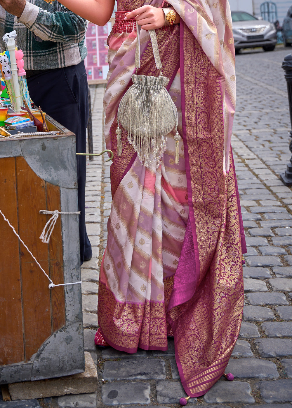 Mauve Purple Printed Patola Saree With Blouse