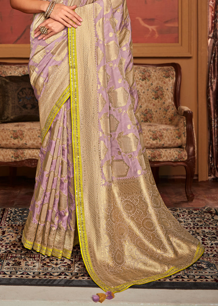 Delight Mauve Designer Soft Pure Dola Silk Saree