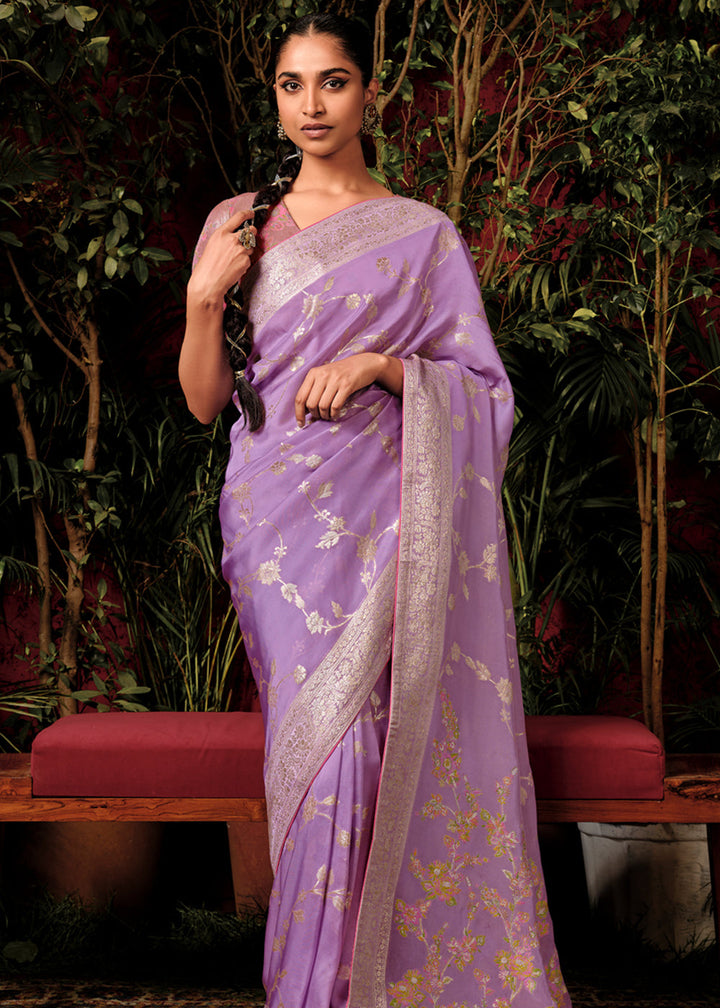 Lovender Woven Dola Silk Saree with Blouse