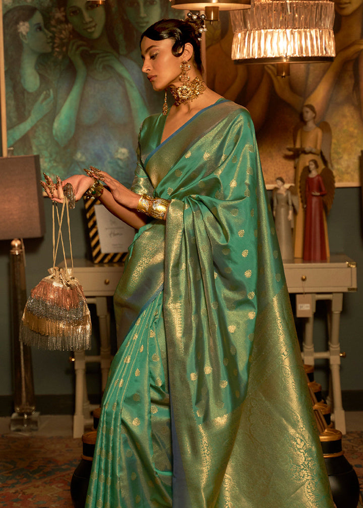 Emerald Green Handloom Woven Silk Saree