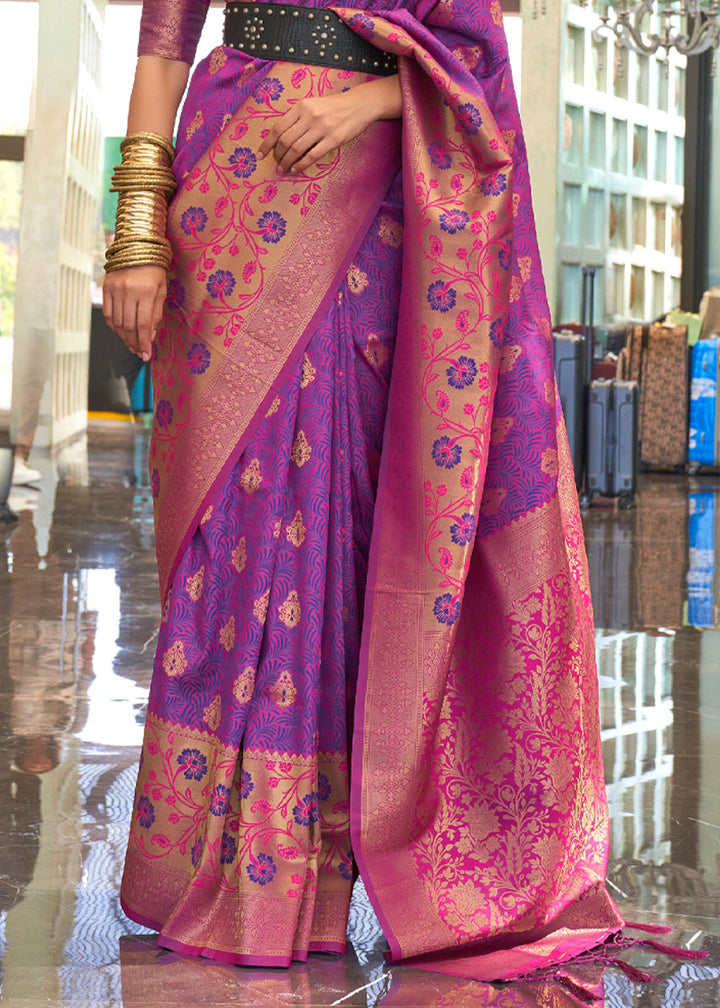 Purple Handloom Woven Silk Saree