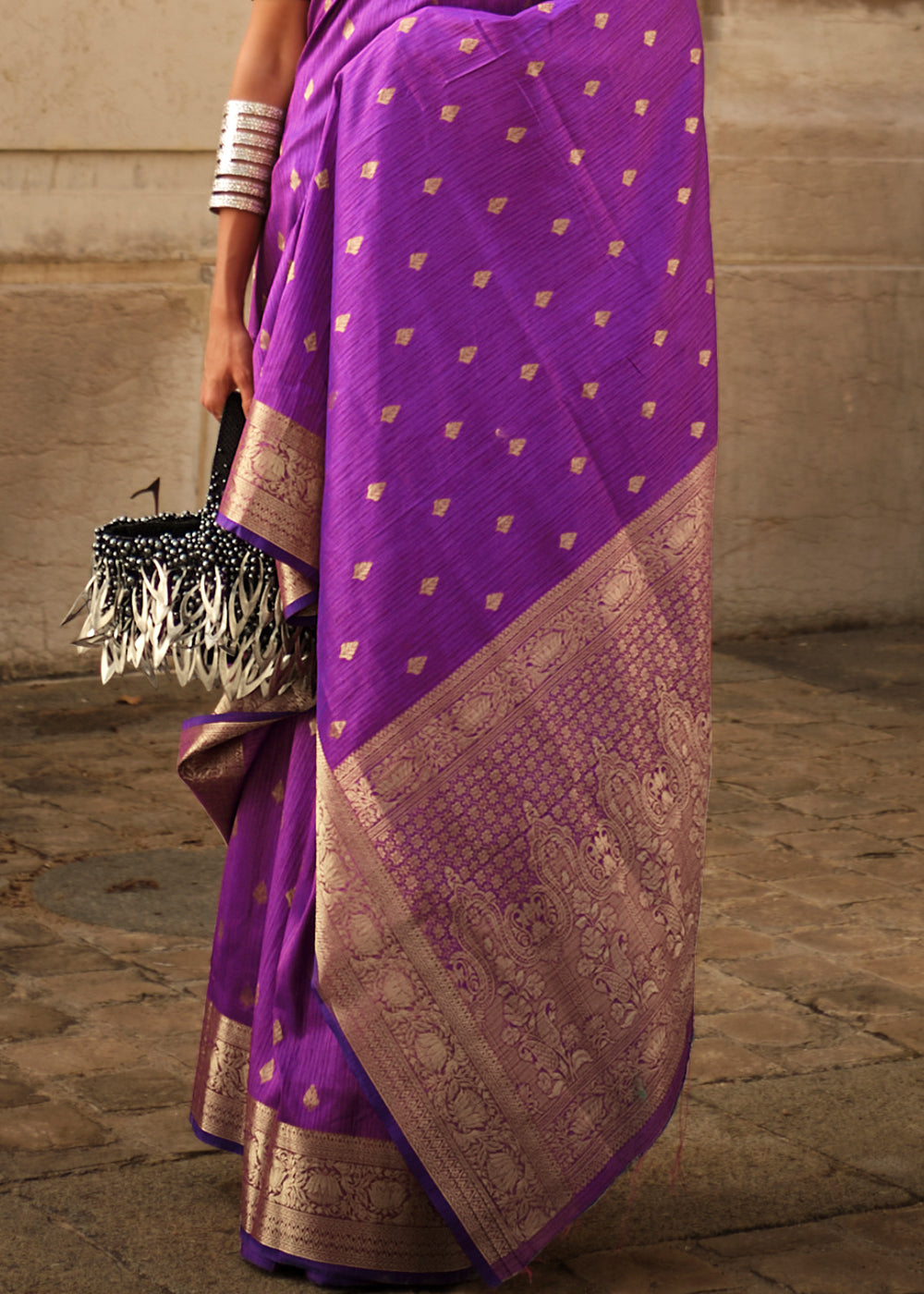 Royal Purple Handloom Weaving khadi silk saree