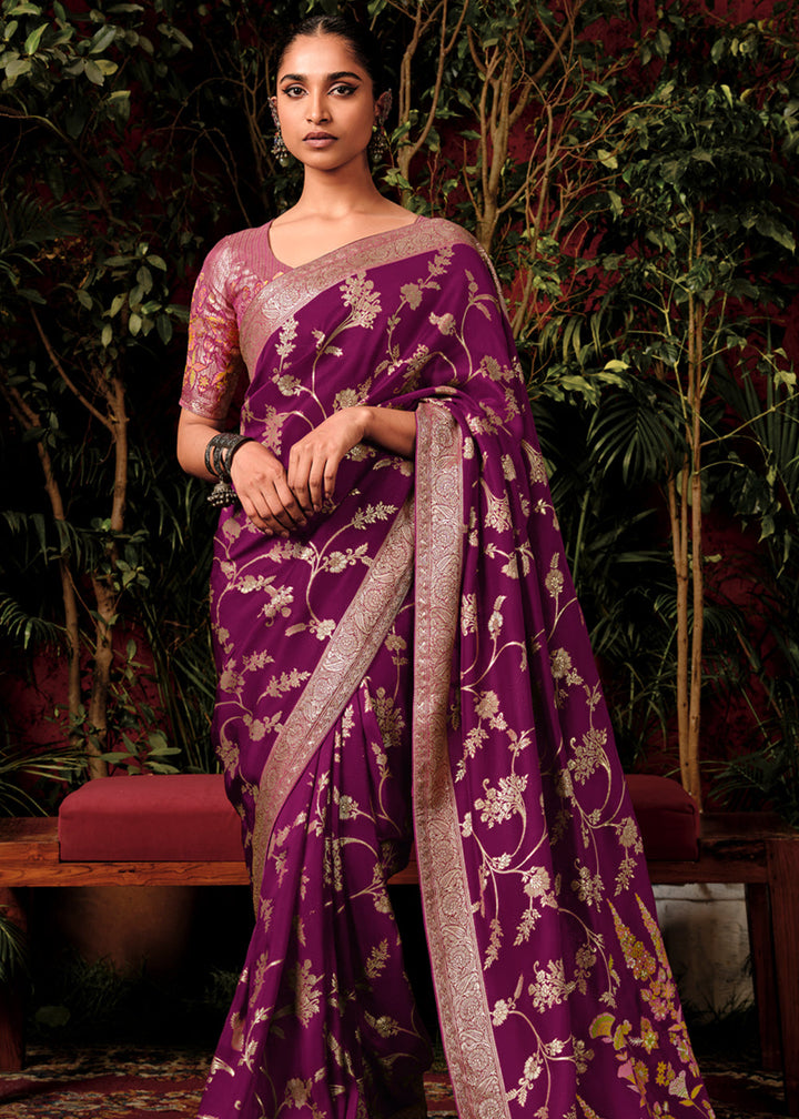 Jamuni Purple Woven Dola Silk Saree with Blouse