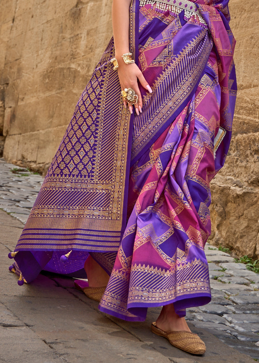 Royal Purple Printed Patola Saree With Blouse