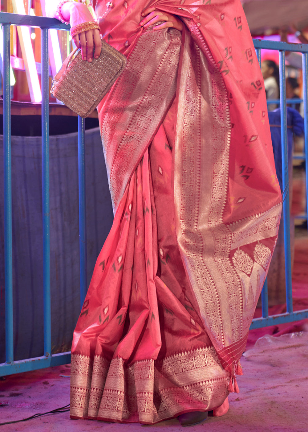 Sweet Pink Woven Banarasi Soft Silk Saree