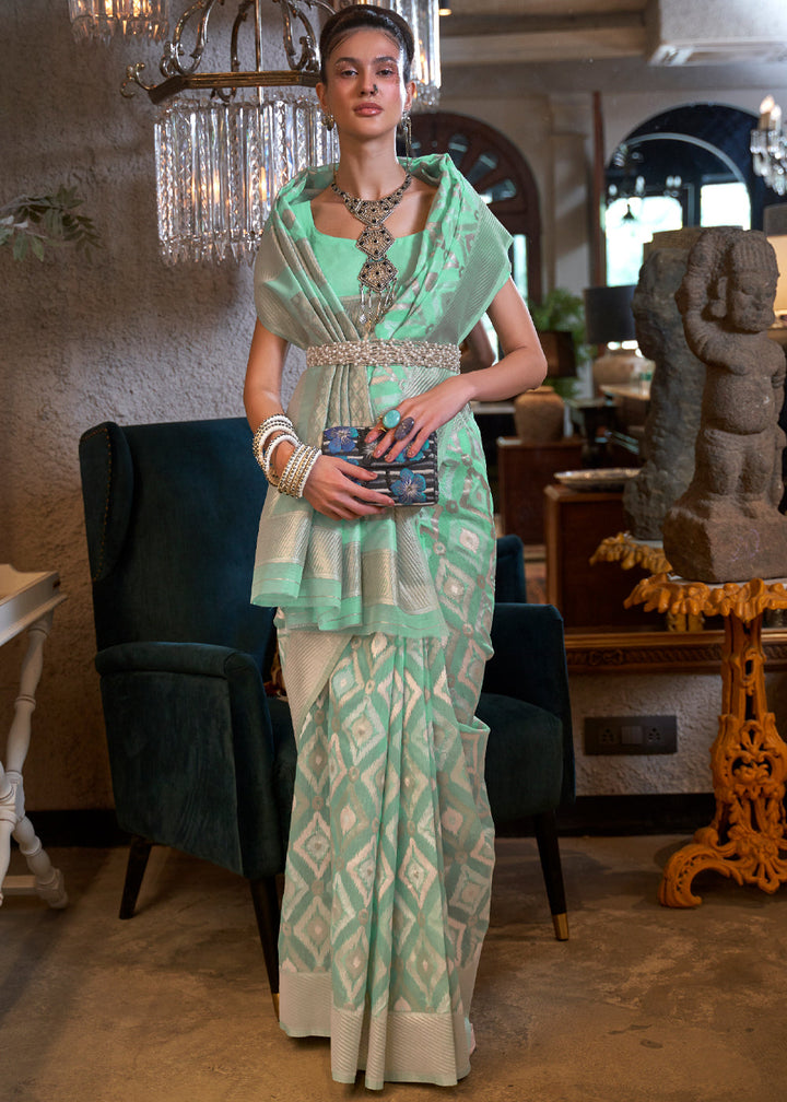 Sea Green Handloom Weaving Saree