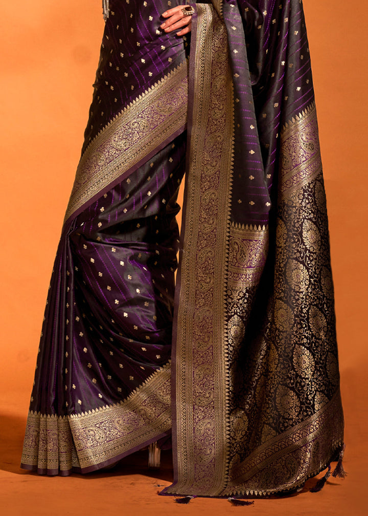 Rich Dark Purple Banarasi Satin Weaving Silk Saree