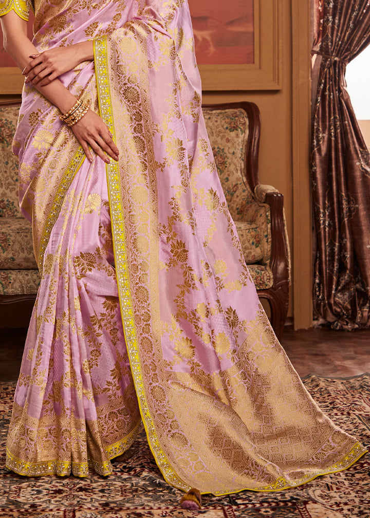 Light Purple Designer Soft Pure Dola Silk Saree