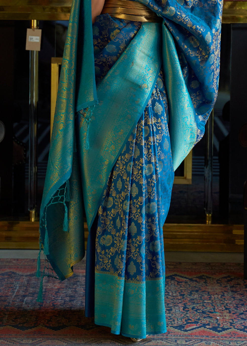 Princess Blue Handloom Weaving Silk Saree