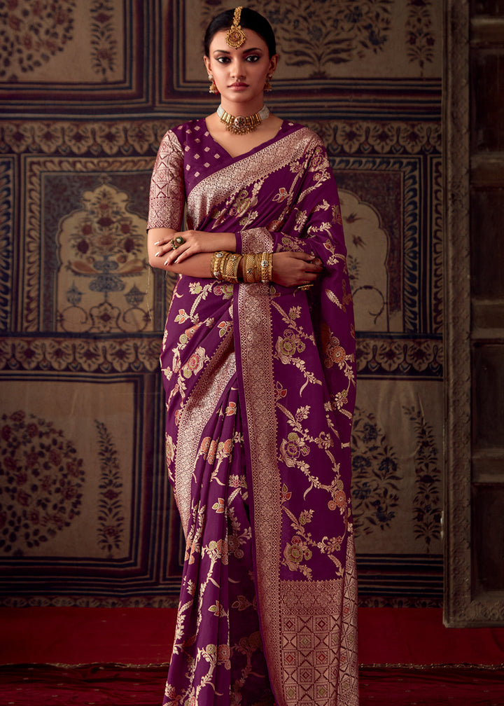 Light Purple Woven Georgette Silk Saree