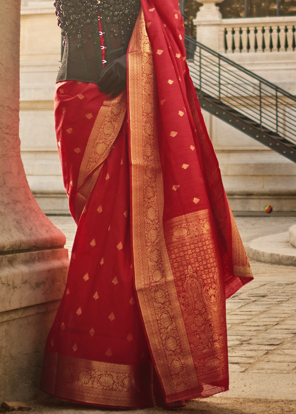 Bridal Red Handloom Weaving khadi silk saree