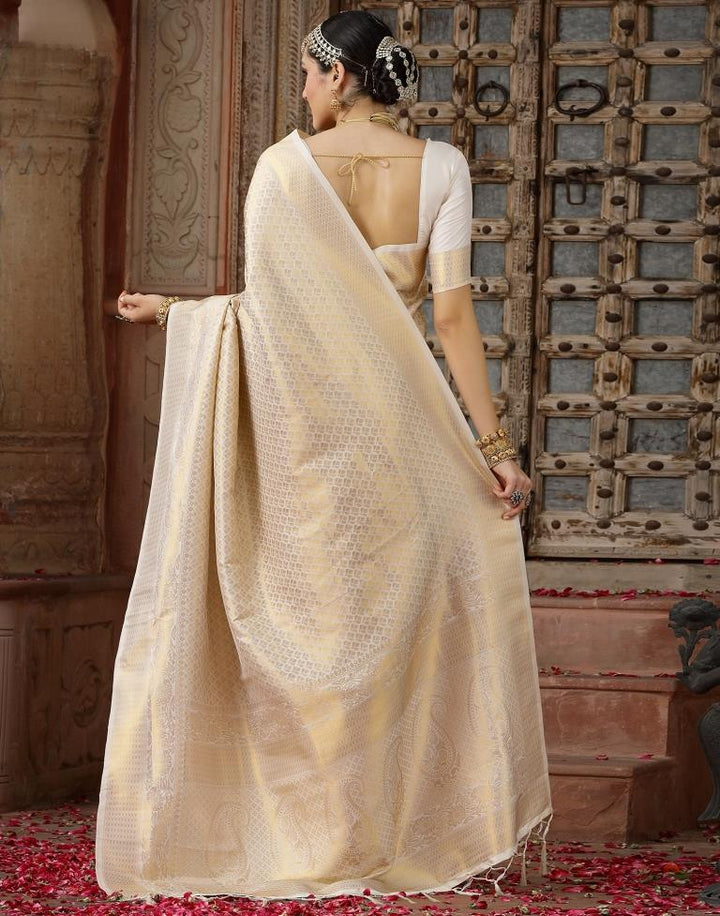 Beige Woven Kanjivaram Silk Saree