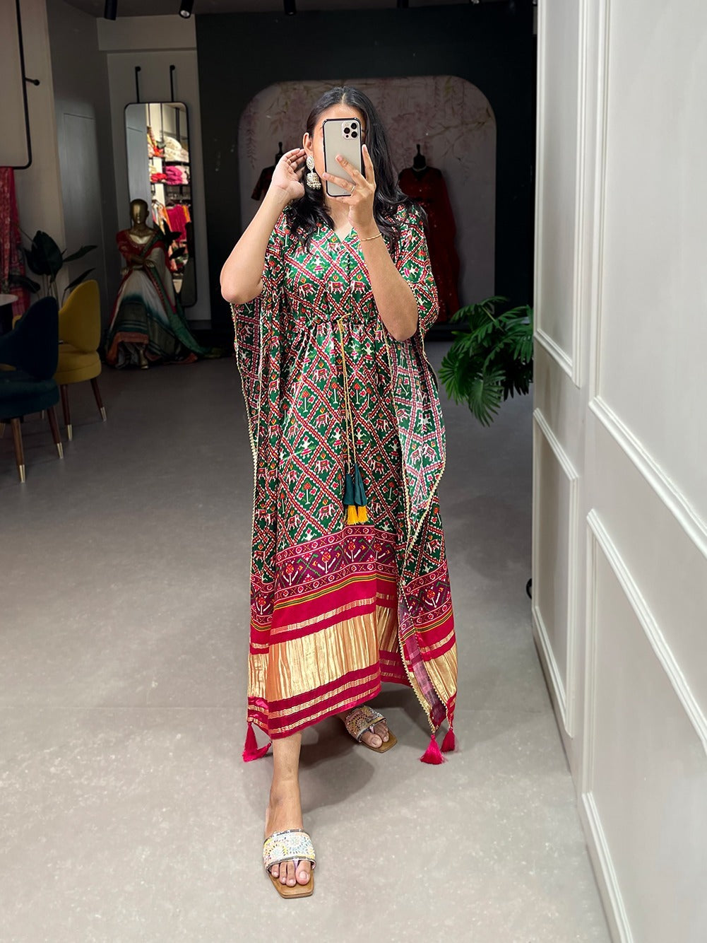 Wedding Speacial Designer Patola Print Kaftan Dresses