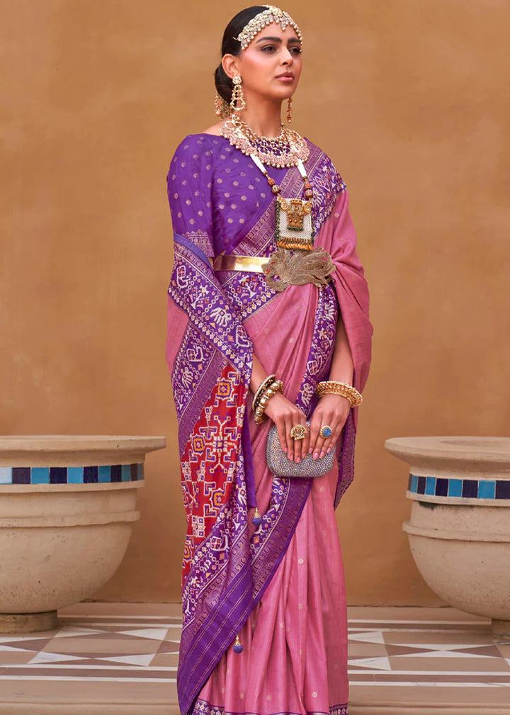 Mauve Pink And Purple Designer Patola Saree