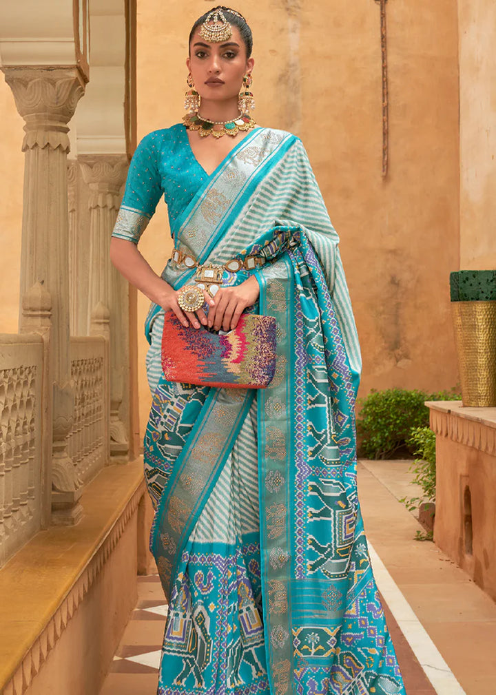 River Blue Designer Silk Saree