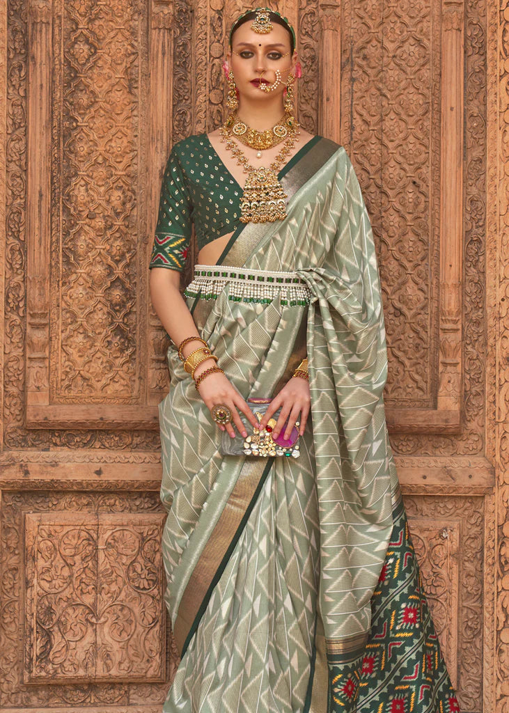 Shaded Green Designer Patola Saree