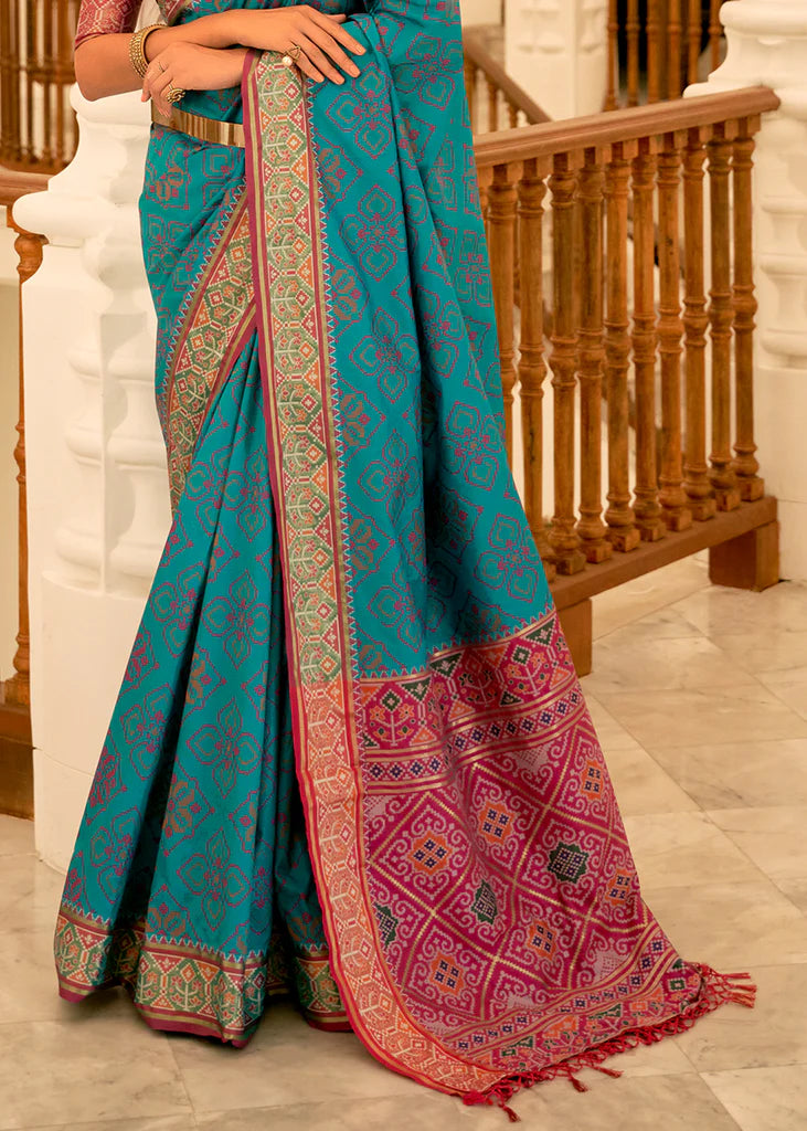 Rama Green Woven Banarasi  Patola Silk Saree