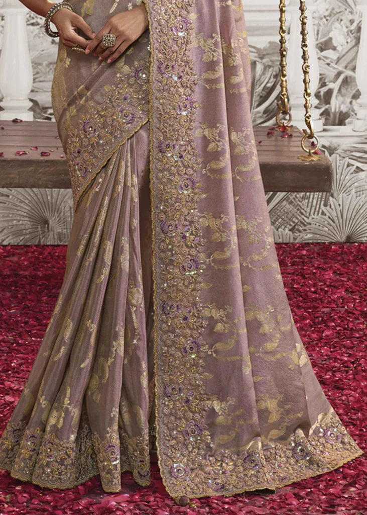 Light Purple Embroidery Designer Saree