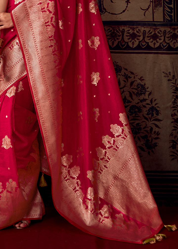 Bridal Red Woven Georgette Silk Saree