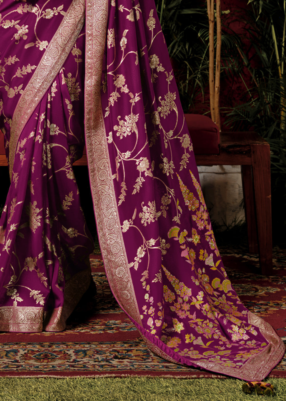 Jamuni Purple Woven Dola Silk Saree with Blouse