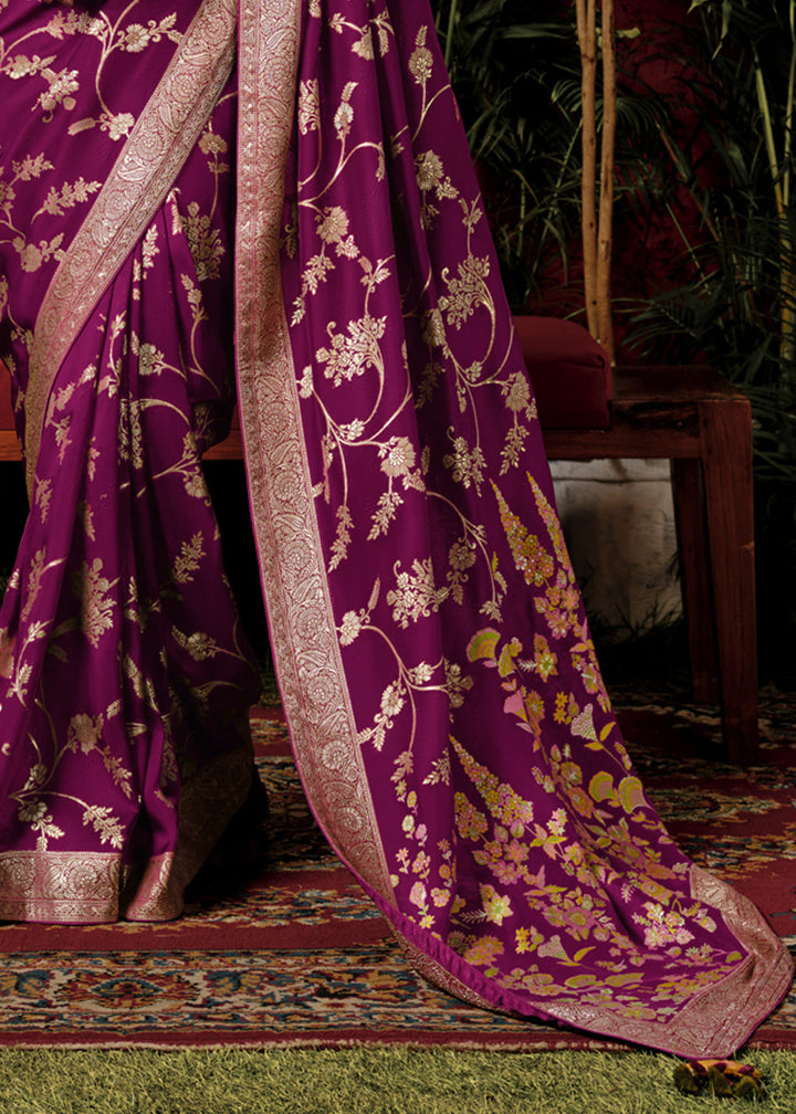 Jamuni Purple Woven Dola Silk Saree with Blouse