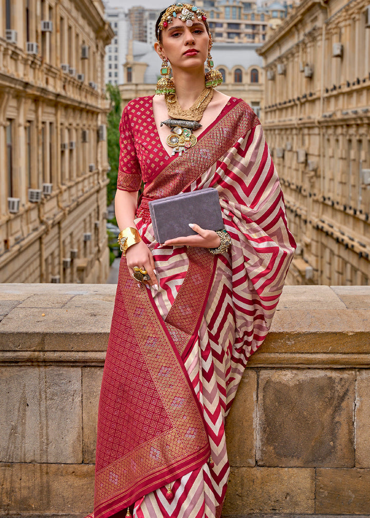 Royal Red Printed Patola Saree With Blouse